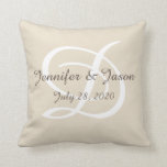 Wedding or anniversary pillow monogrammed<br><div class="desc">Wonderful wedding present for the newlyweds.  Personalize with their names and wedding date.  Available in different sizes and material.</div>