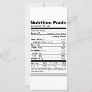 Wedding or Anniversary Sweet Funny Nutrition Label