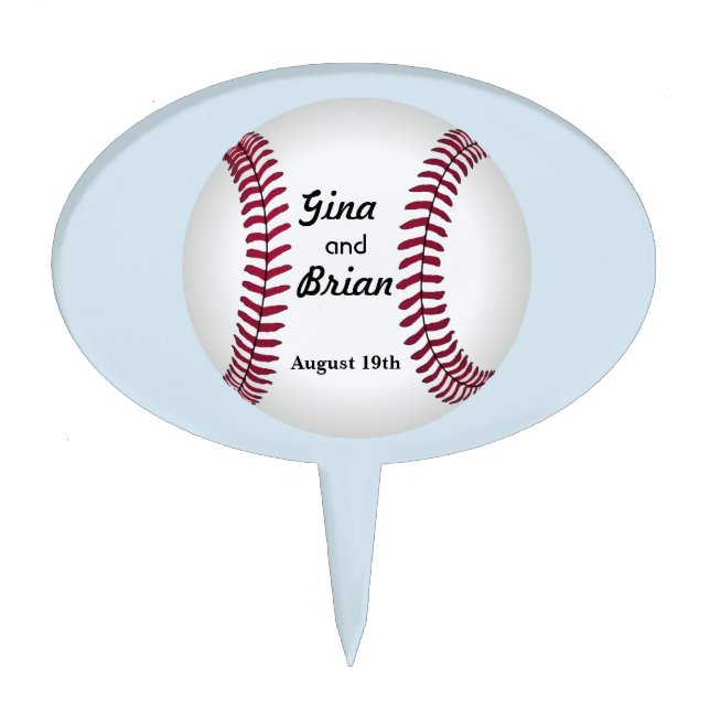 Wedding or Engagement Baseball Caketopper Cake Topper (Front)