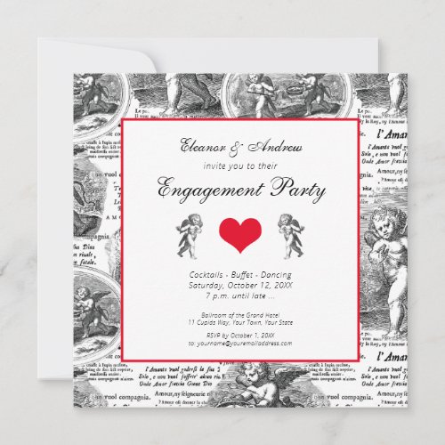 Wedding or Engagement Vintage Cupid French Toile Invitation