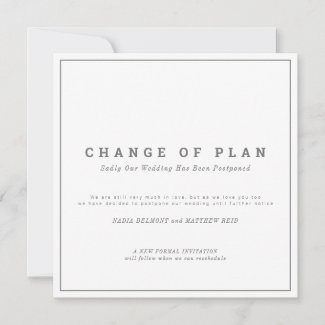 Wedding or event change of plan postponed save the date
