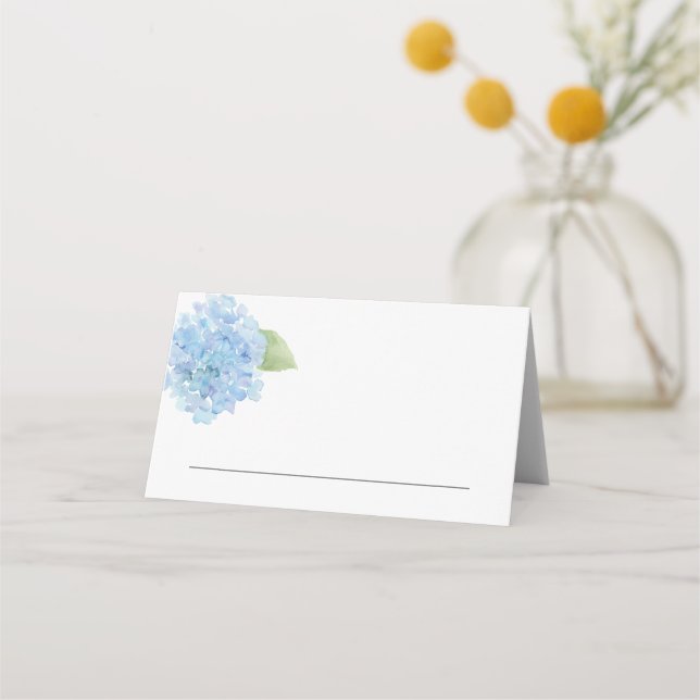 Wedding or event place card Blue hydrangeas (Back)