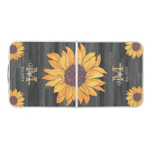 Wedding or occation Sunflower Gray and Yellow  Beer Pong Table
