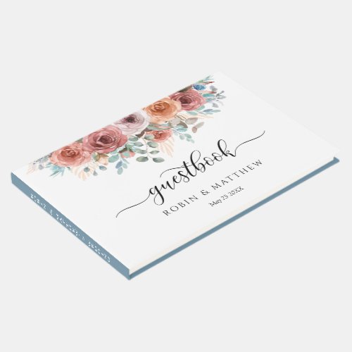 Wedding or Other Dusty Blue Ethereal Floral Guest Book