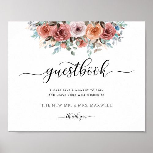 Wedding or Other Ethereal Floral Guestbook Sign