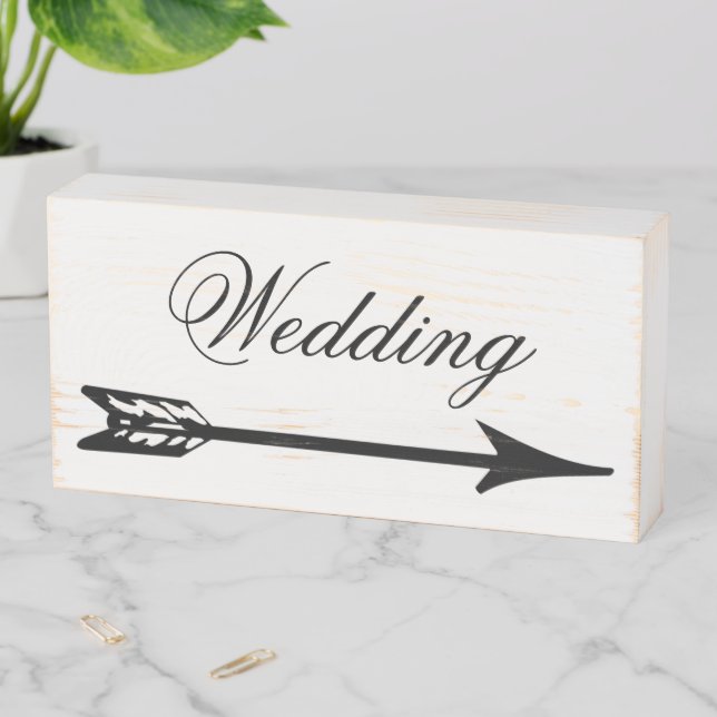 Wedding or Parking Directional Left Right Arrow Wooden Box Sign (In Situ Horizontal)