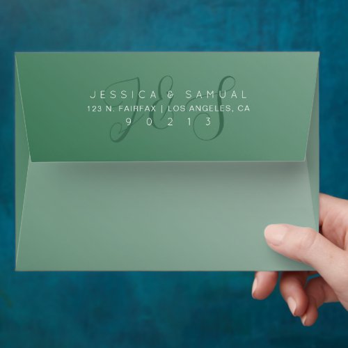 Wedding or special events Green Script Monogram Envelope