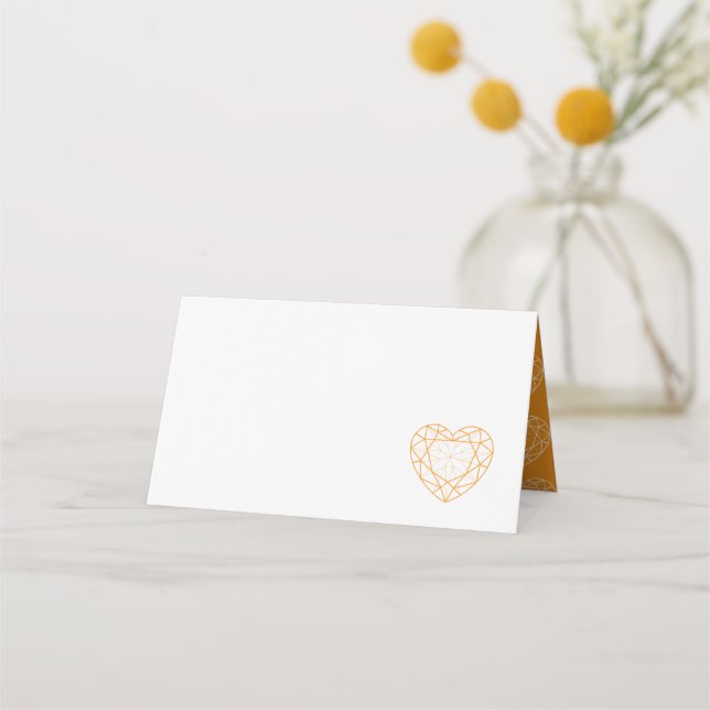 Wedding orange citrine heart place guest place card (Front)