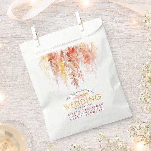 Wedding orange red brown thank you favor bag