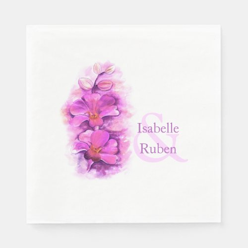 Wedding orchid watercolor lunch paper napkin