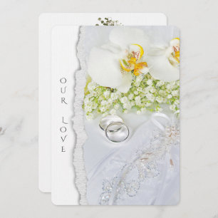 wedding orchids and rings invitation