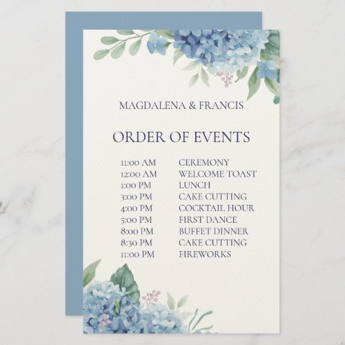 wedding order of events