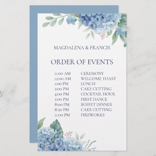 wedding order of events