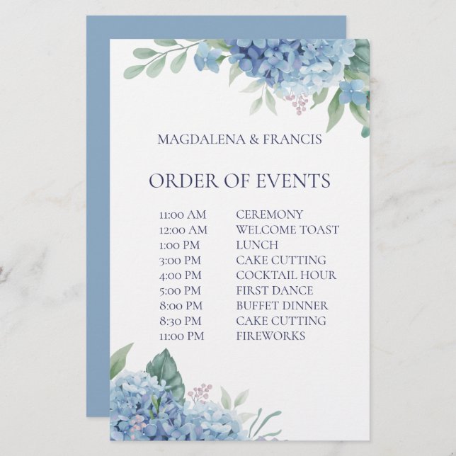 wedding order of events (Front/Back)