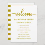 Wedding Order of Events Gold Timeline Schedule Invitation<br><div class="desc">A rustic chic black lettering wedding order of events cards. Add your own background color.</div>