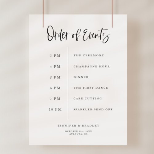 Wedding Order of Events Poster