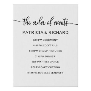 Wedding Order of Events Sign Chic Calligraphy