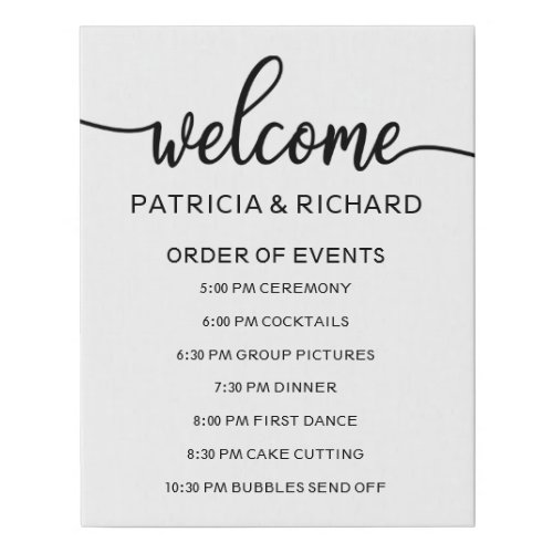 Wedding Order of Events Sign  Chic Calligraphy