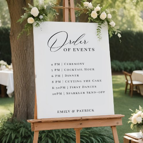 Wedding Order of Events Sign Day of Schedule Foam Board