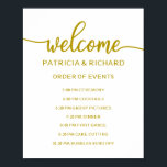 Wedding Order of Events Sign | Gold Calligraphy<br><div class="desc">A rustic chic black lettering wedding order of events sign. Add your own background color.</div>