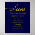 Wedding Order of Events Sign | Gold Navy Blue<br><div class="desc">A rustic chic black lettering wedding order of events sign. Add your own background color.</div>