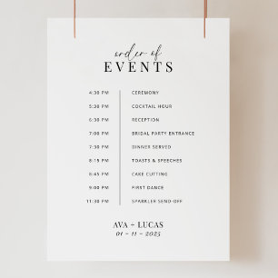 Wedding Order of Events Sign, Modern Schedule Foam Board