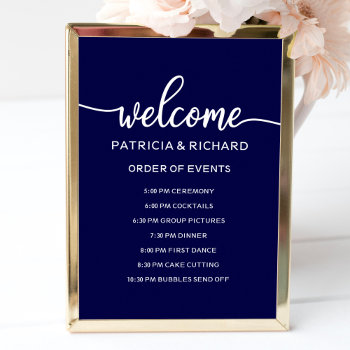Wedding Order Of Events Sign | Navy Blue by StampsbyMargherita at Zazzle