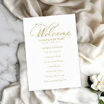 Wedding Order of Events Timeline Schedule Program<br><div class="desc">Enhance your wedding experience with our modern gold calligraphy wedding suite, designed for sophistication and glamour. Customize it easily in just a few clicks to create a celebration that reflects your unique style. If you have any questions, need assistance, or want to adjust any details, please feel free to reach...</div>