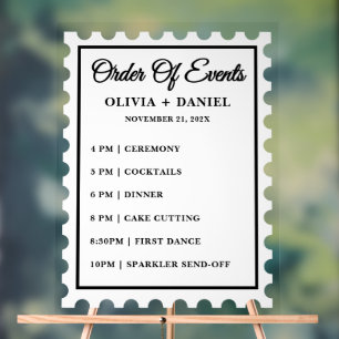 Wedding Order of Events Vintage Postage Stamp Acrylic Sign