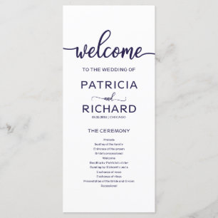 Wedding Order of Service Program Chic Navy Blue