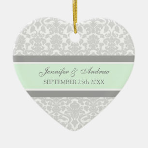 Wedding Ornament Favor Gray Mint Damask