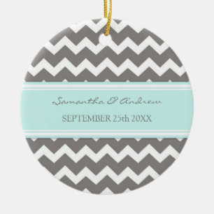 Wedding Ornament Favor Grey Blue Chevron