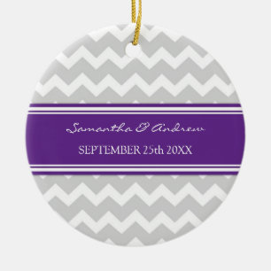 Wedding Ornament Favor Grey Violet Chevron