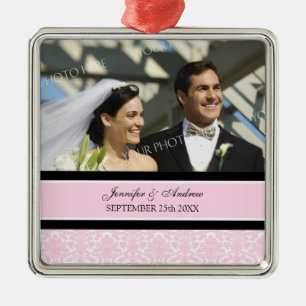 Wedding Ornament Favor Pink Black Damask