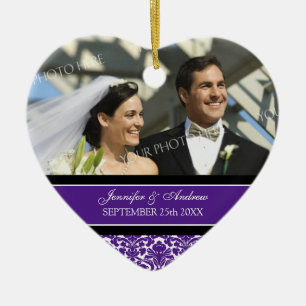 Wedding Ornament Favor Plum Black Damask