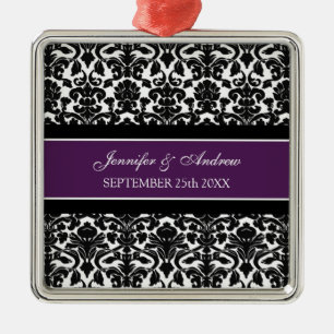 Wedding Ornament Favor Plum Black Damask