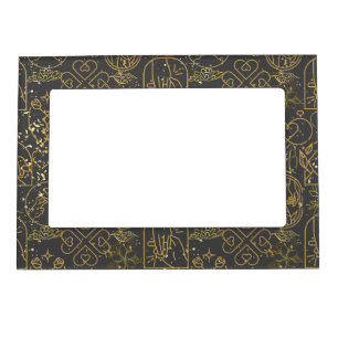 Wedding ornaments pattern in Gold D Grey BG Magnetic Frame