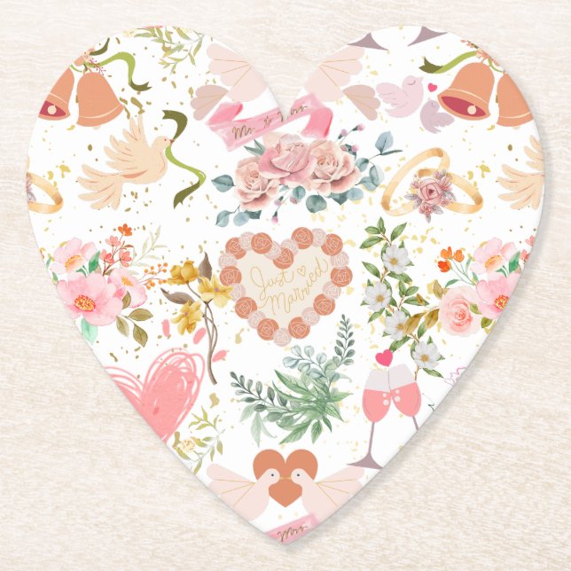 Wedding ornaments pattern paper coaster (Front)