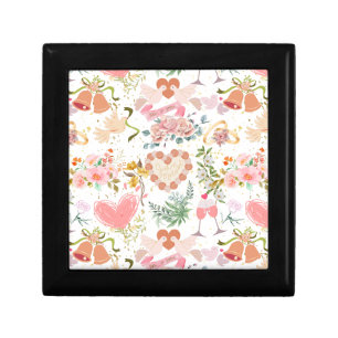 Wedding ornaments pattern White BG Gift Box
