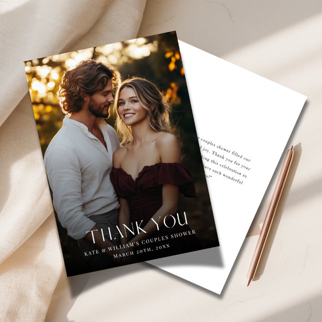 Wedding Overlay Photo Couples Shower Photo Thank You Card (Creator Uploaded)