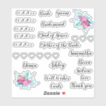Wedding Pack | Typography names dates floral glass Sticker<br><div class="desc">Wedding Pack | Typography names dates floral glass stickers or hangers. Add all your name,  bride,  groom,  bridesmaid,  date,  thank,  you  and more. All text is customizable</div>