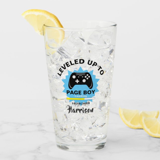 Wedding  Page Boy Leveled Up Gamer Fun Glass (Front Ice)