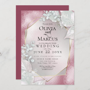 WEDDING Pale Burgundy Pearl Shimmer Invitation