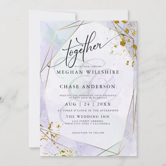 WEDDING | Pale Lilac Seafoam Green Gold Jaspé (Front)