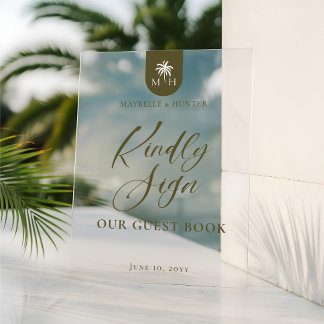 Wedding Palm Monogram Kindly Sign Our Guest Book