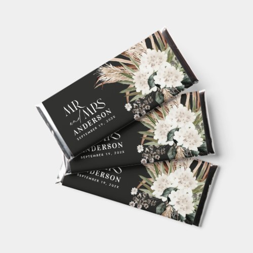 Wedding pampas eucalyptus modern mr and mrs party  hershey bar favors