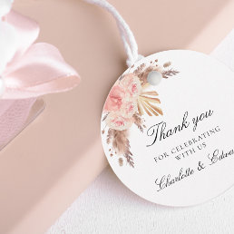 Wedding pampas grass blush floral thank you favor tags