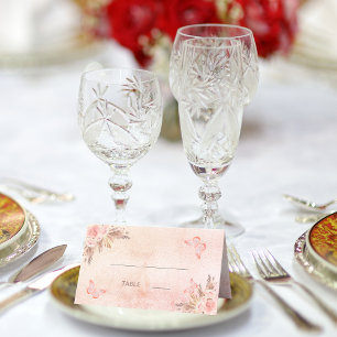 Wedding pampas grass blush pink butterfly place card