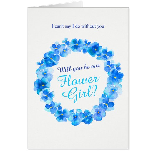Wedding pansy blue will you be my flower girl? (Front)
