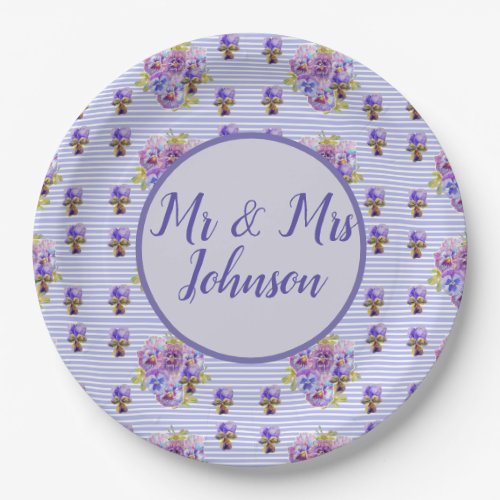 Wedding Pansy Purple Lilac Vintage Floral Flower Paper Plates